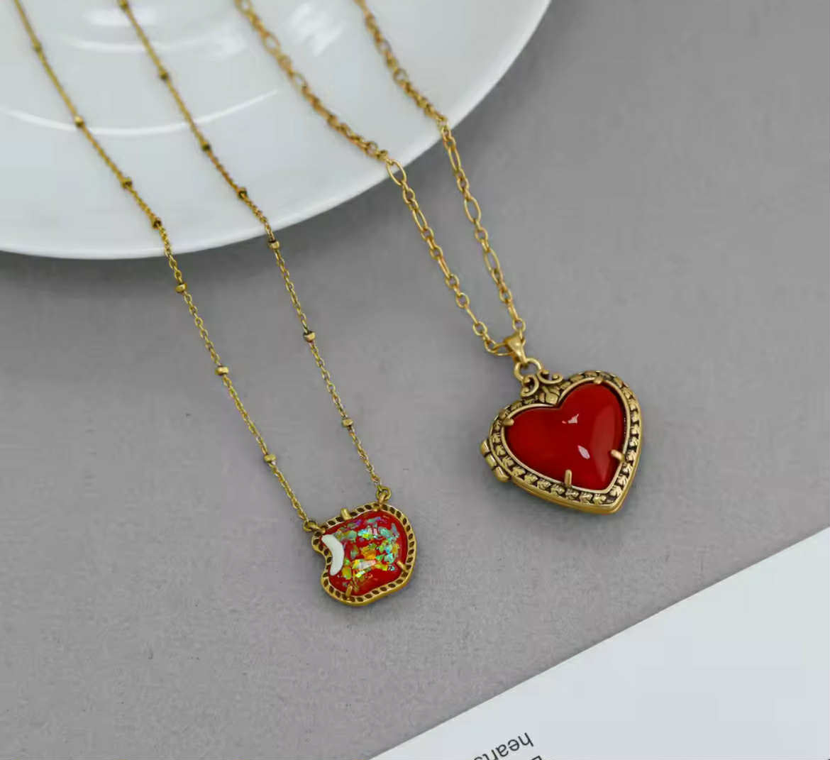 KS Snow White Apple or Heart Necklace