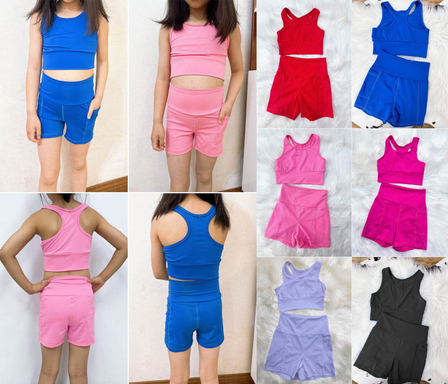 Kid's LU Sporty Yoga Tank & Pocket Biker Shorts Set