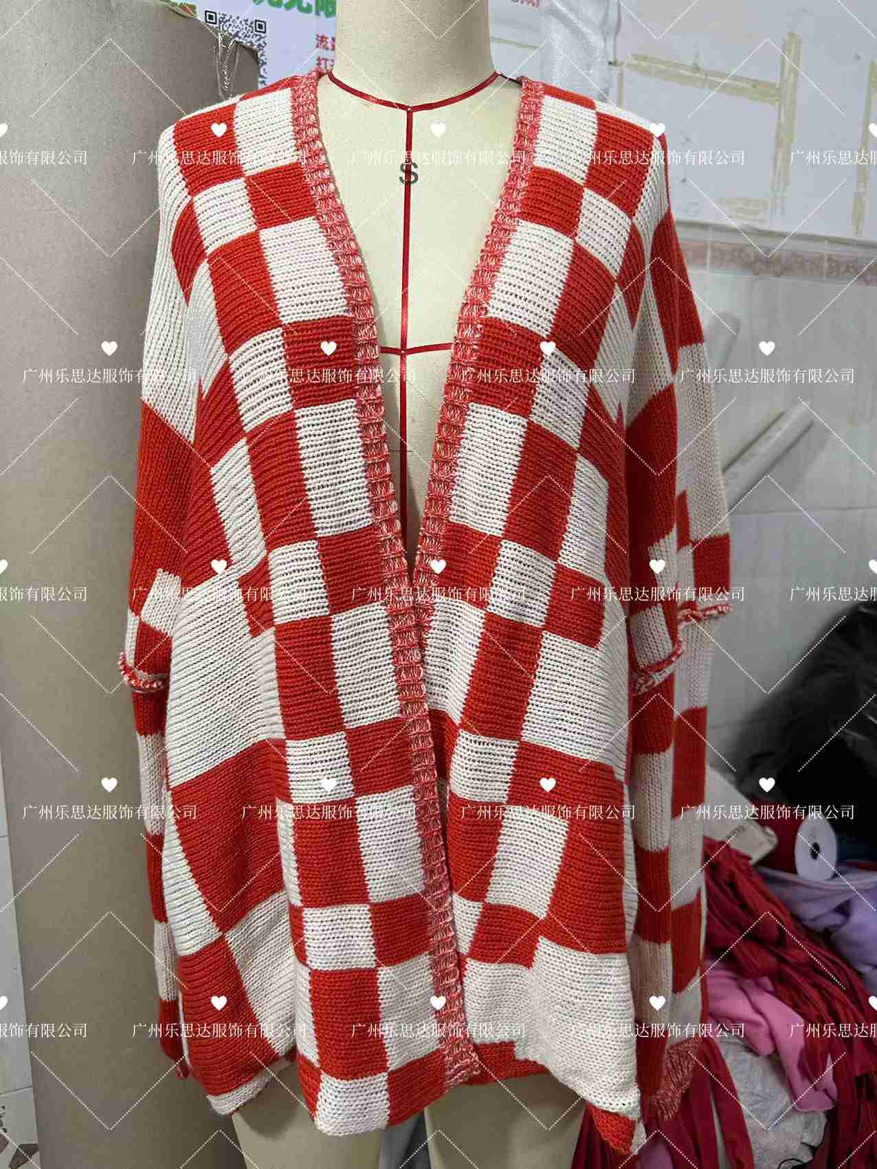 Women's Checkered Sweater Cardigan