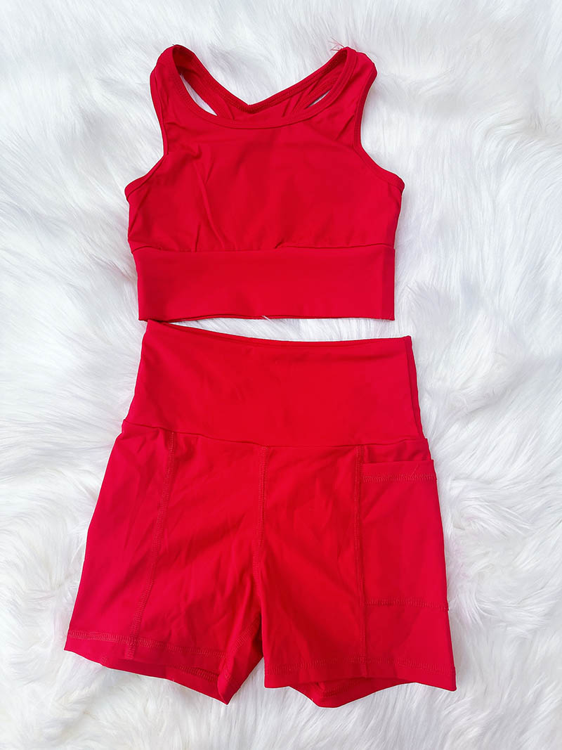 Kid's LU Sporty Yoga Tank & Pocket Biker Shorts Set