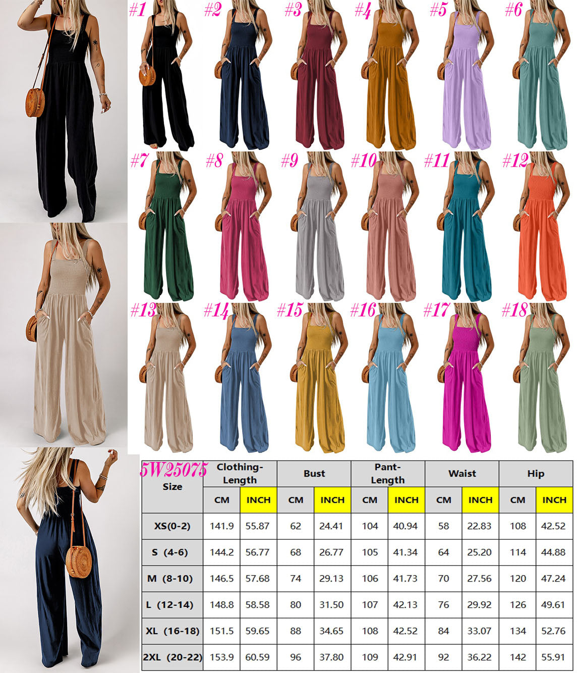 Cami Strap Wide Leg Stretchy Jumpsuits