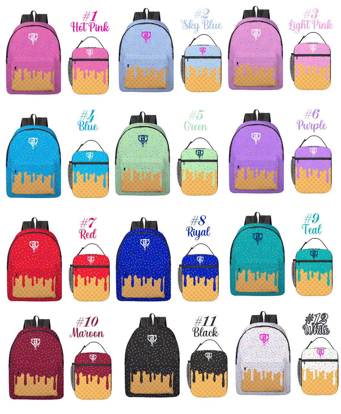 Baseball Drip Matching Backpack and Lunch Box Set