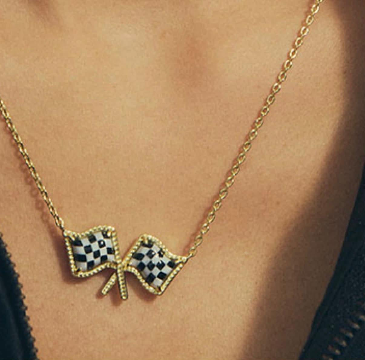 Kendra Race Flag Necklace