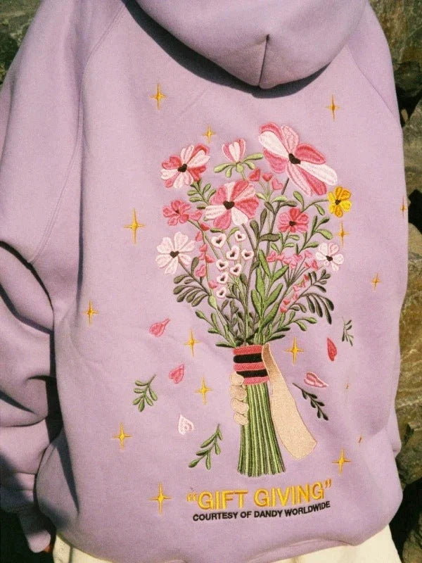 Dandy Worldwide Floral Embroidered Hoodie
