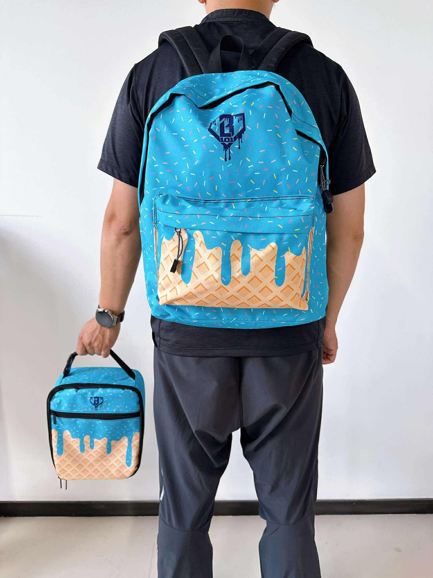 Baseball Drip Matching Backpack and Lunch Box Set