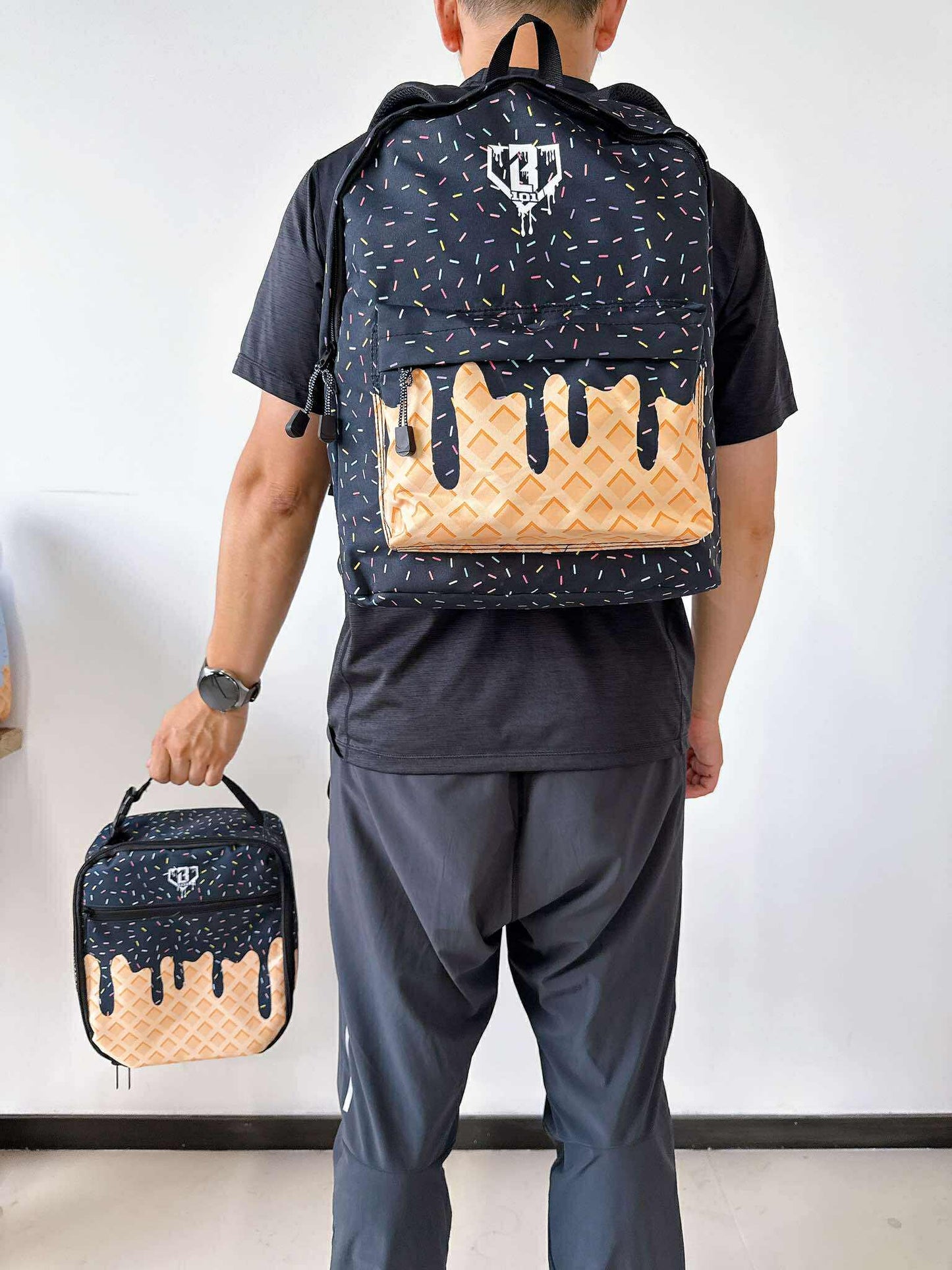 Baseball Drip Matching Backpack and Lunch Box Set