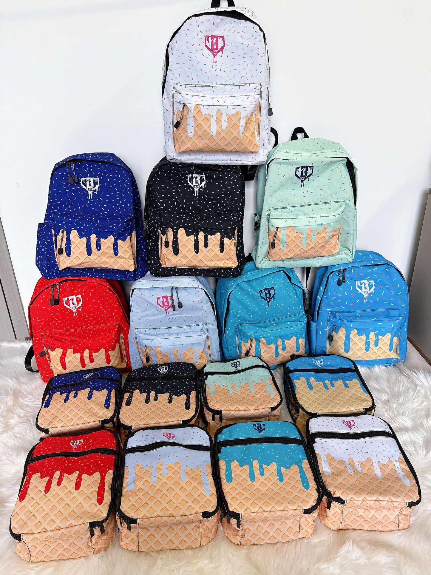 Baseball Drip Matching Backpack and Lunch Box Set