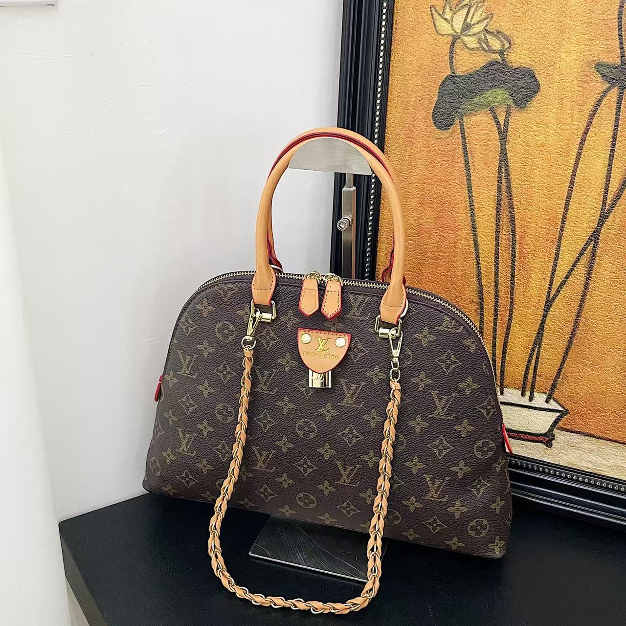 L Inspired Brown Monogram Handbag