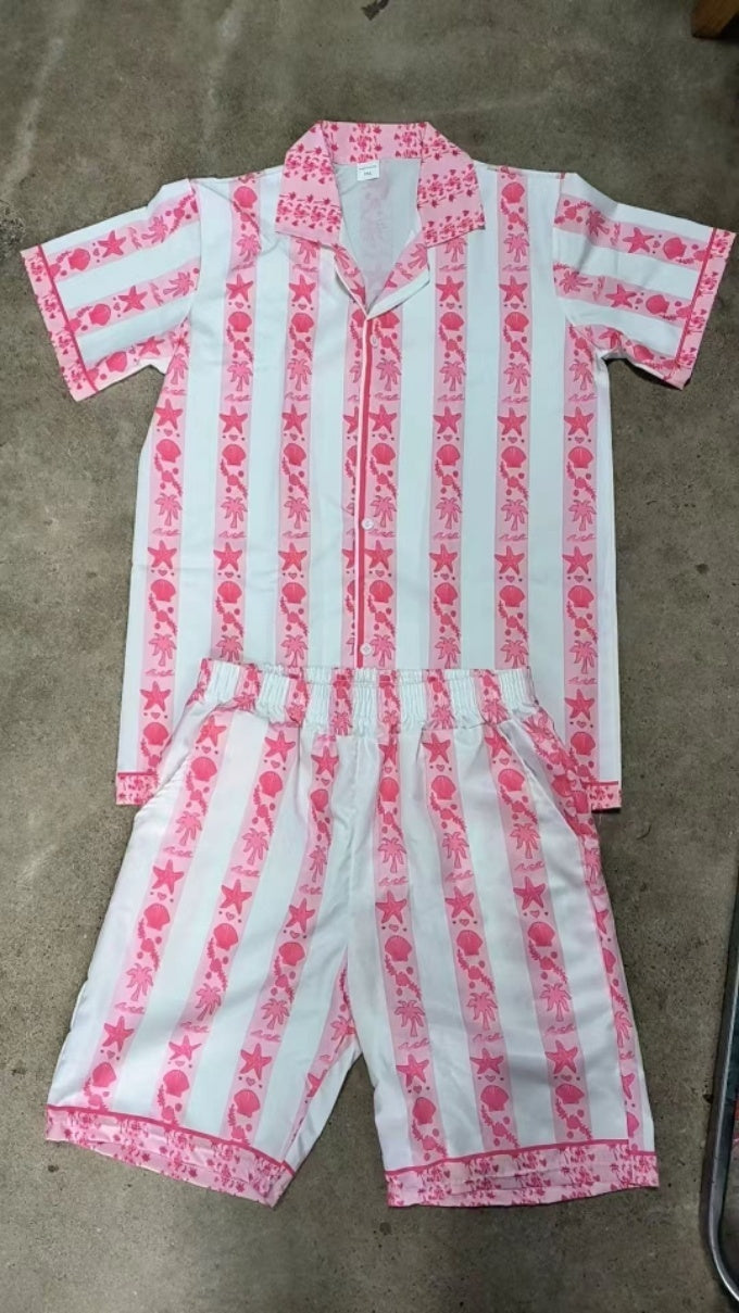 Pink Palm Puff Mom & Me Pajamas
