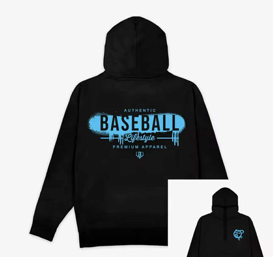 Baseball 101 Youth Hoodie Blue Print