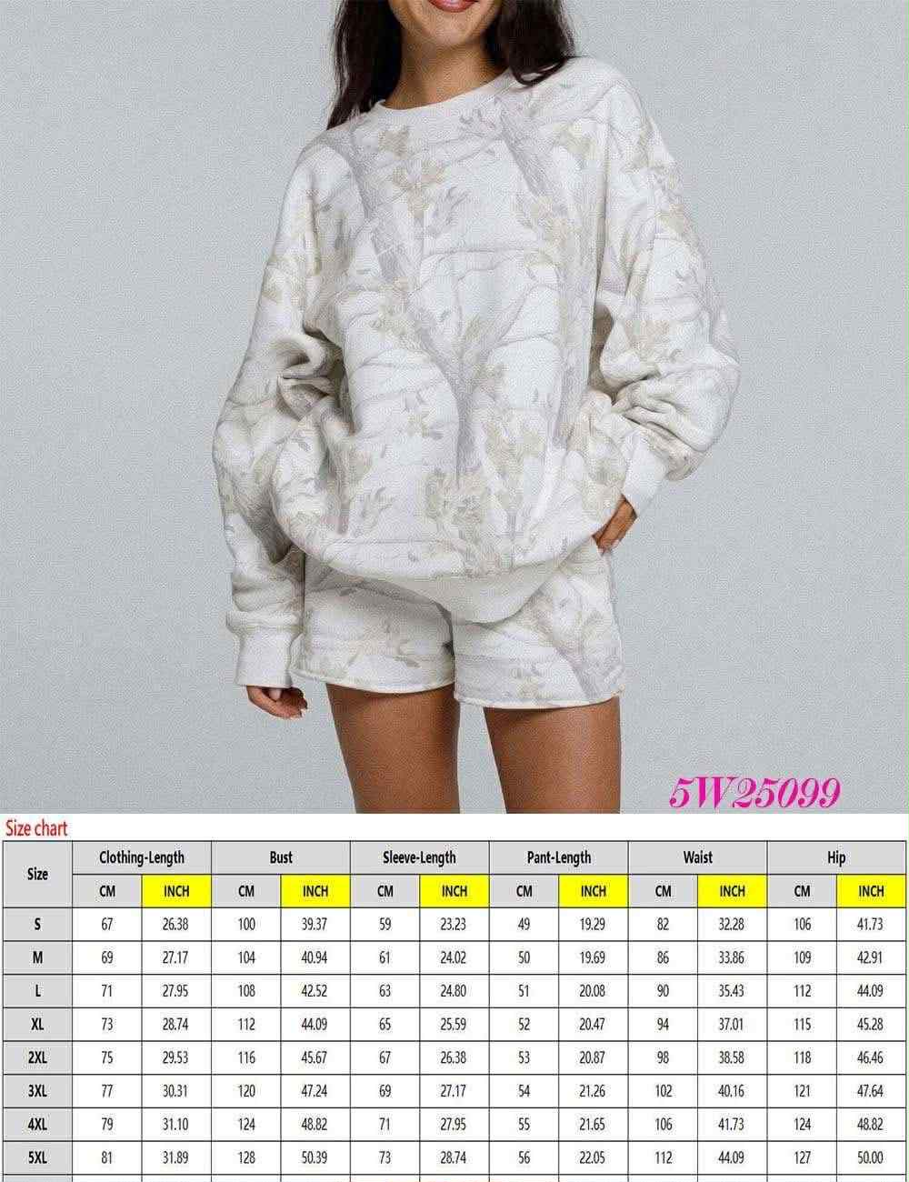 Camo Crewneck Sweatshirt & Shorts Set