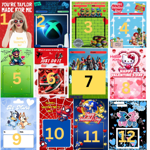 Custom Jumbo Valetines Cards Unfilled