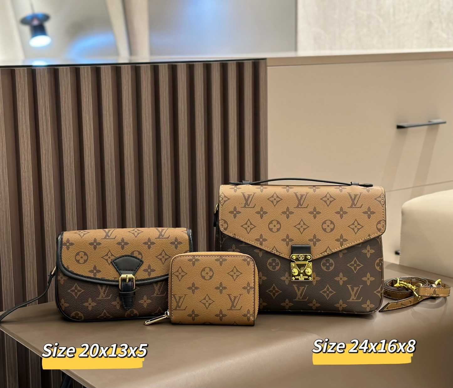 LV Crossbody 3 piece set Two Tone