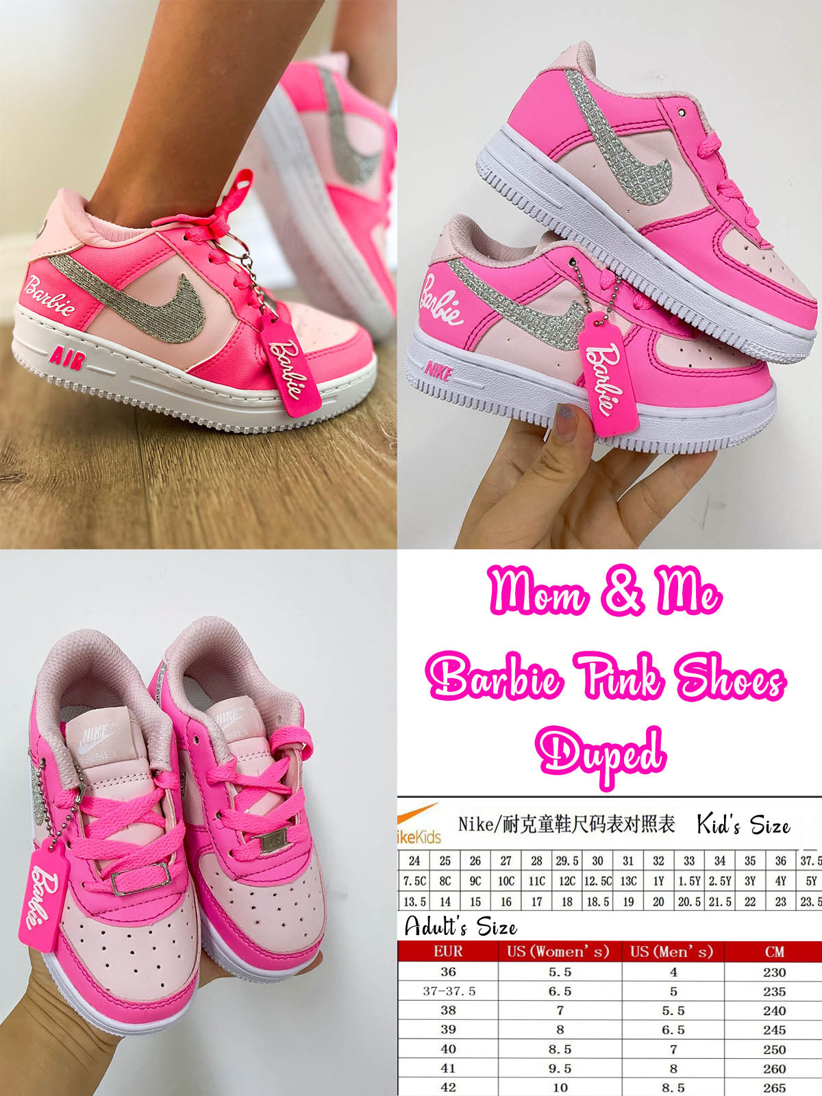 Mom and Me Barbie Pink Nike Sneaker
