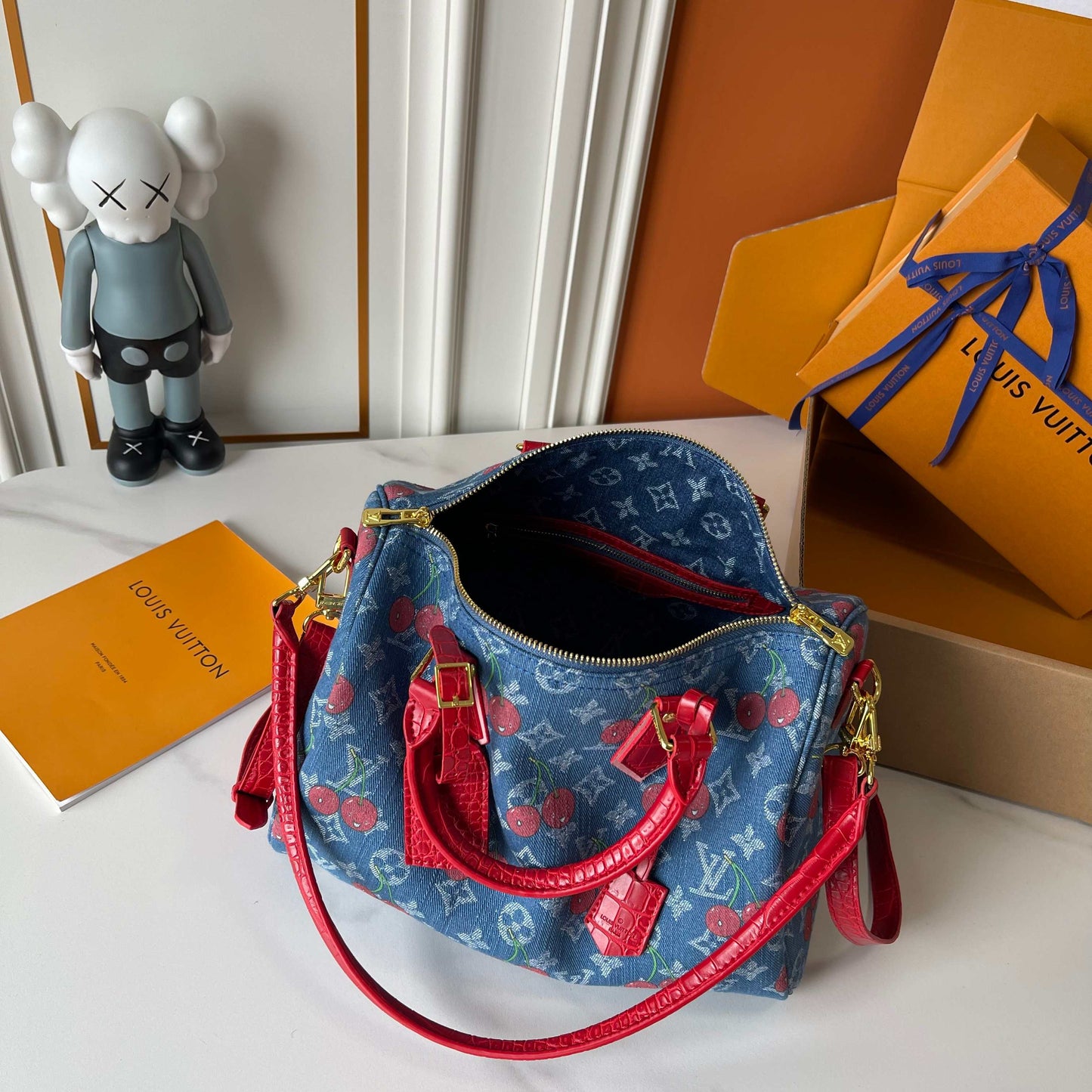 Lv Cherry Denim Speedy Bag