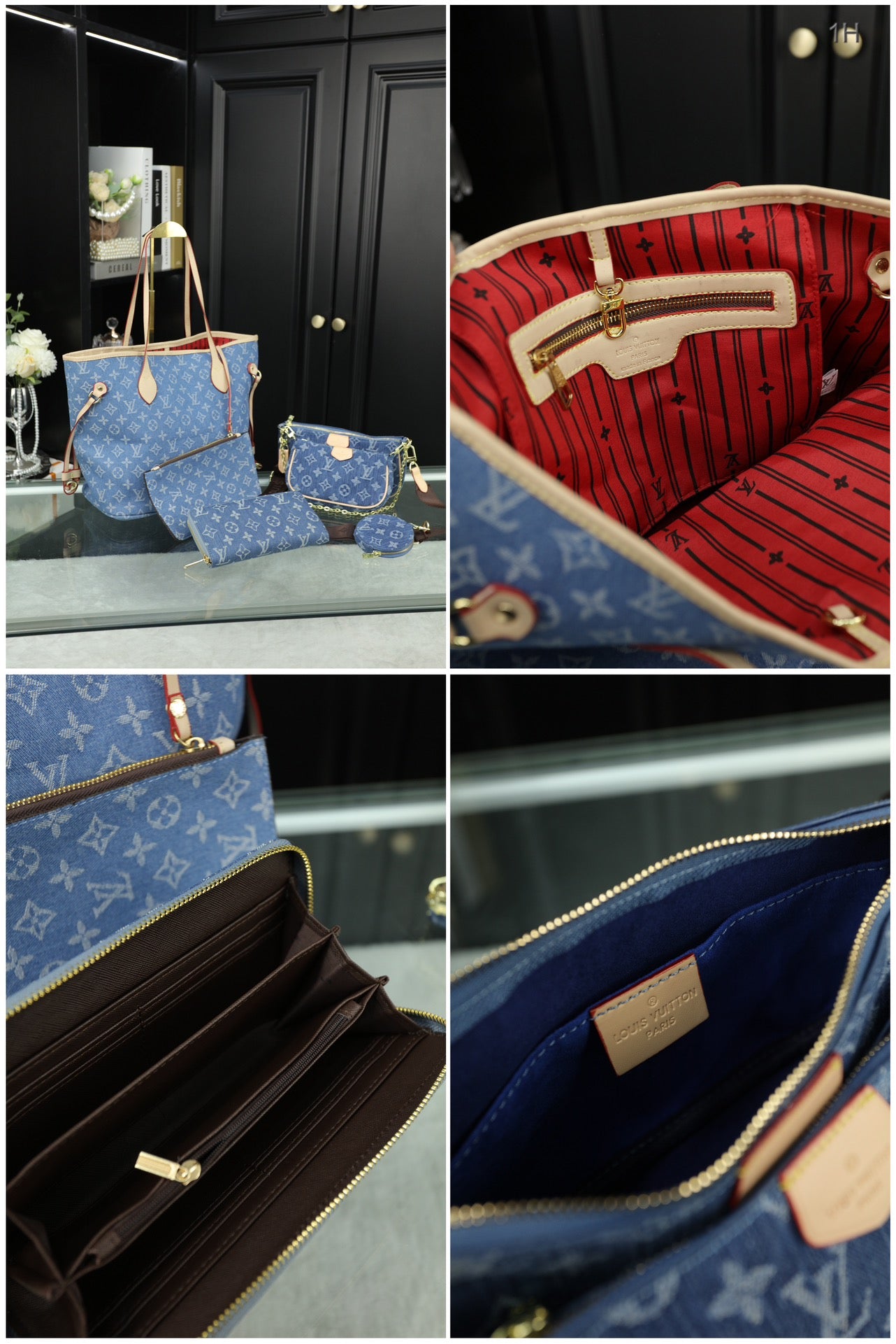 Denim 6 Piece Bag Set