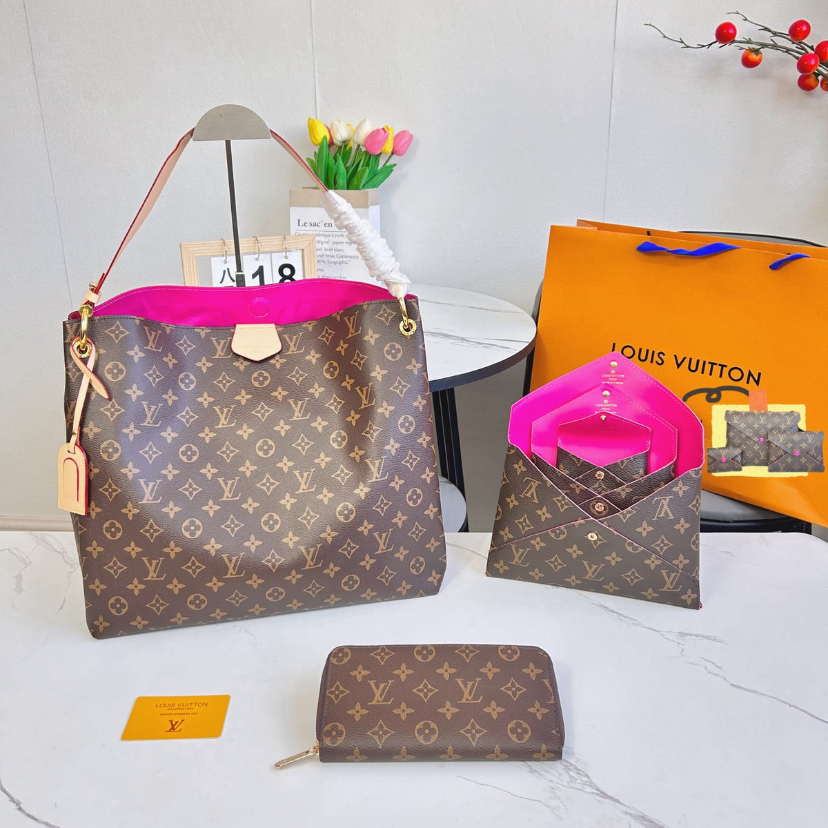 Lv 5 Piece Tote set