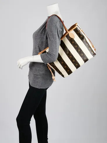 Louis Vuitton Neverfull MM Hand Tote Bag Monogram Rayures Mirror Quality