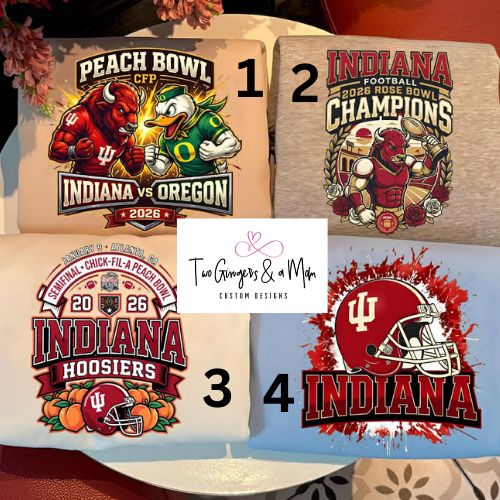 Hoosiers Rose Bowl Peach Bowl Champions 4 designs to choose from