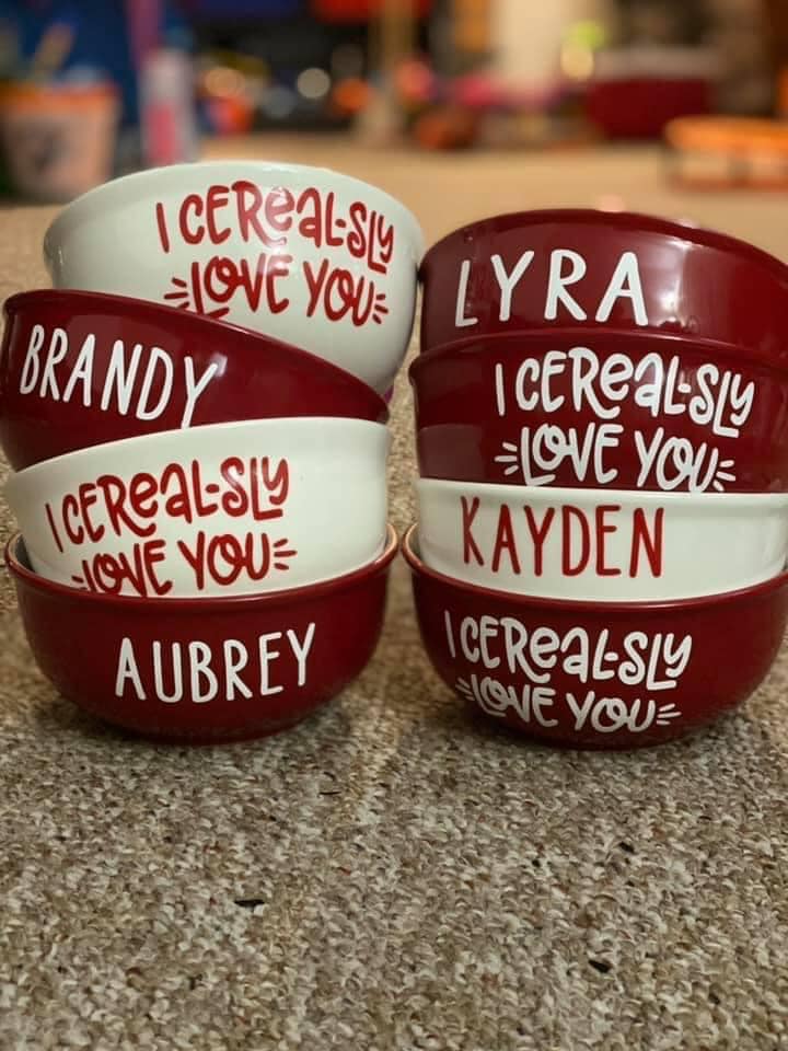 I Cereal-sly Love You Cereal Bowl Valentines Gift Set Personalized