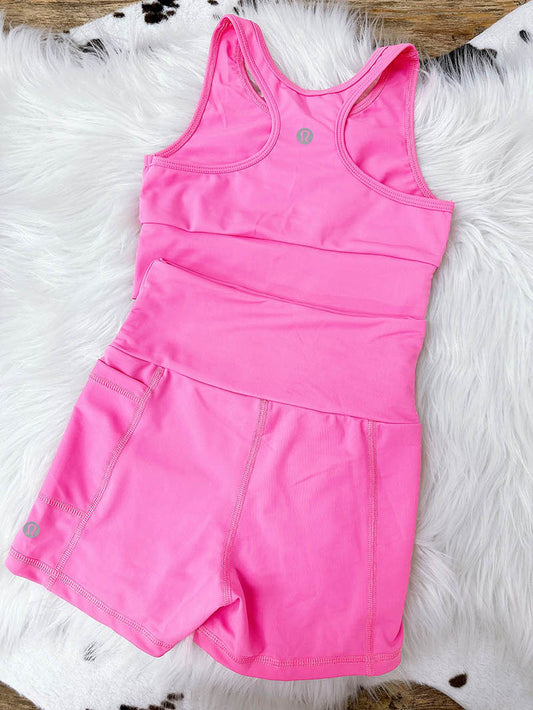 Kid's LU Sporty Yoga Tank & Pocket Biker Shorts Set
