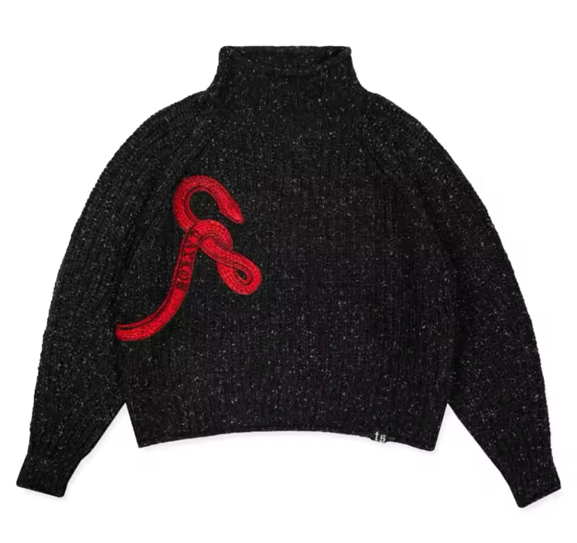 Reputation Dupe Mockneck Cropped Knit Sweater Snake Embroidery