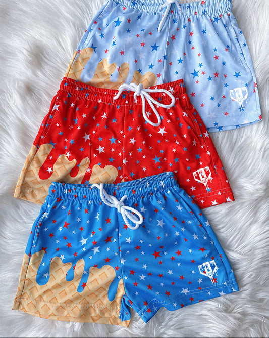 4th of July Sprinkle Ice Cream Shorts