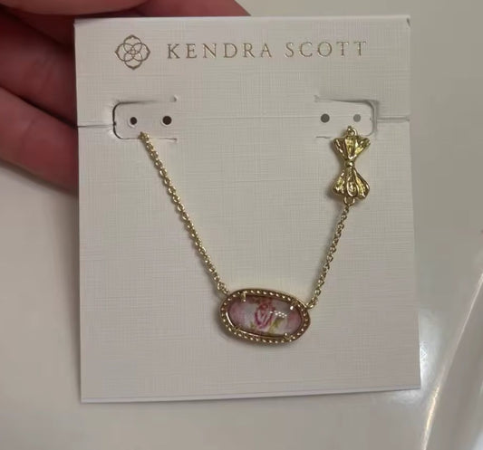 K Pendant with Bow Necklace