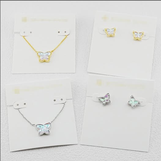 Ks Butterfly Necklace and Earring Set