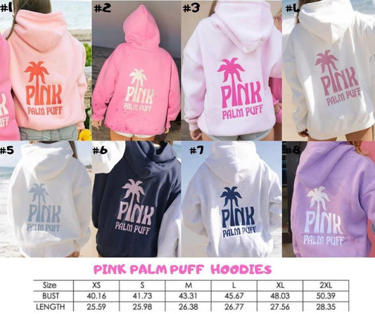 Pink Palm Puff Embroidered Hoodie