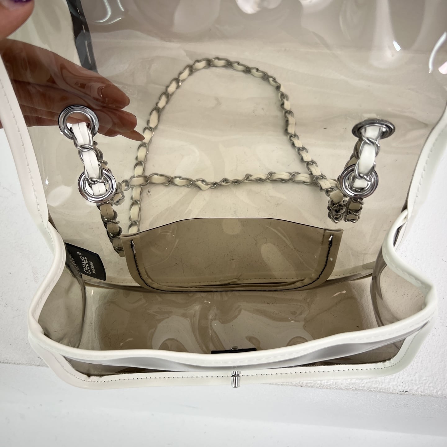 Chanel Clear Crossbody Flap Bag Double Chain