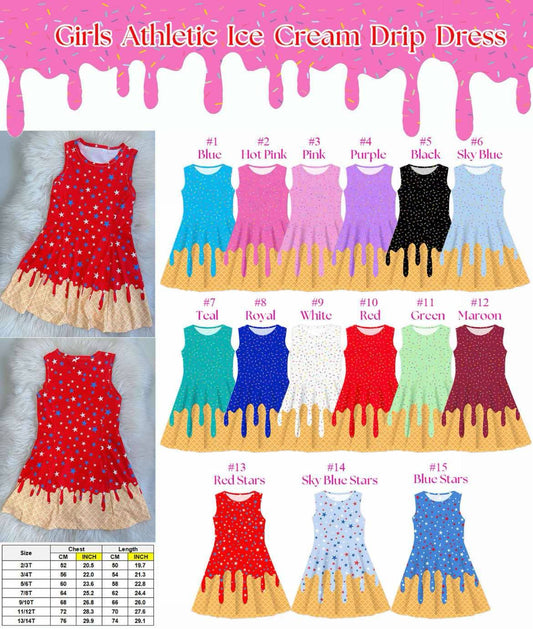 Girls Ice Cream Drip Dress