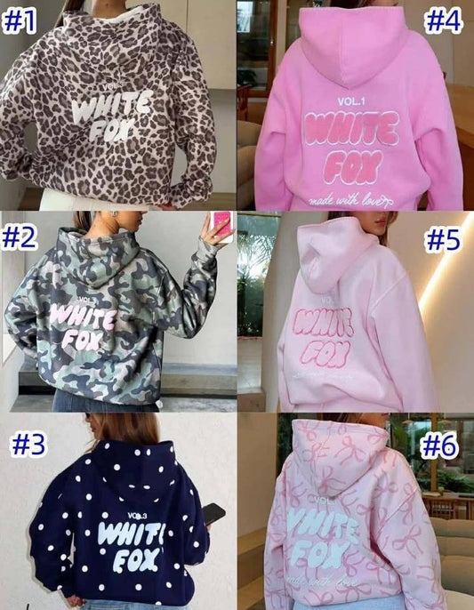 White Fox Cotton Hoodie