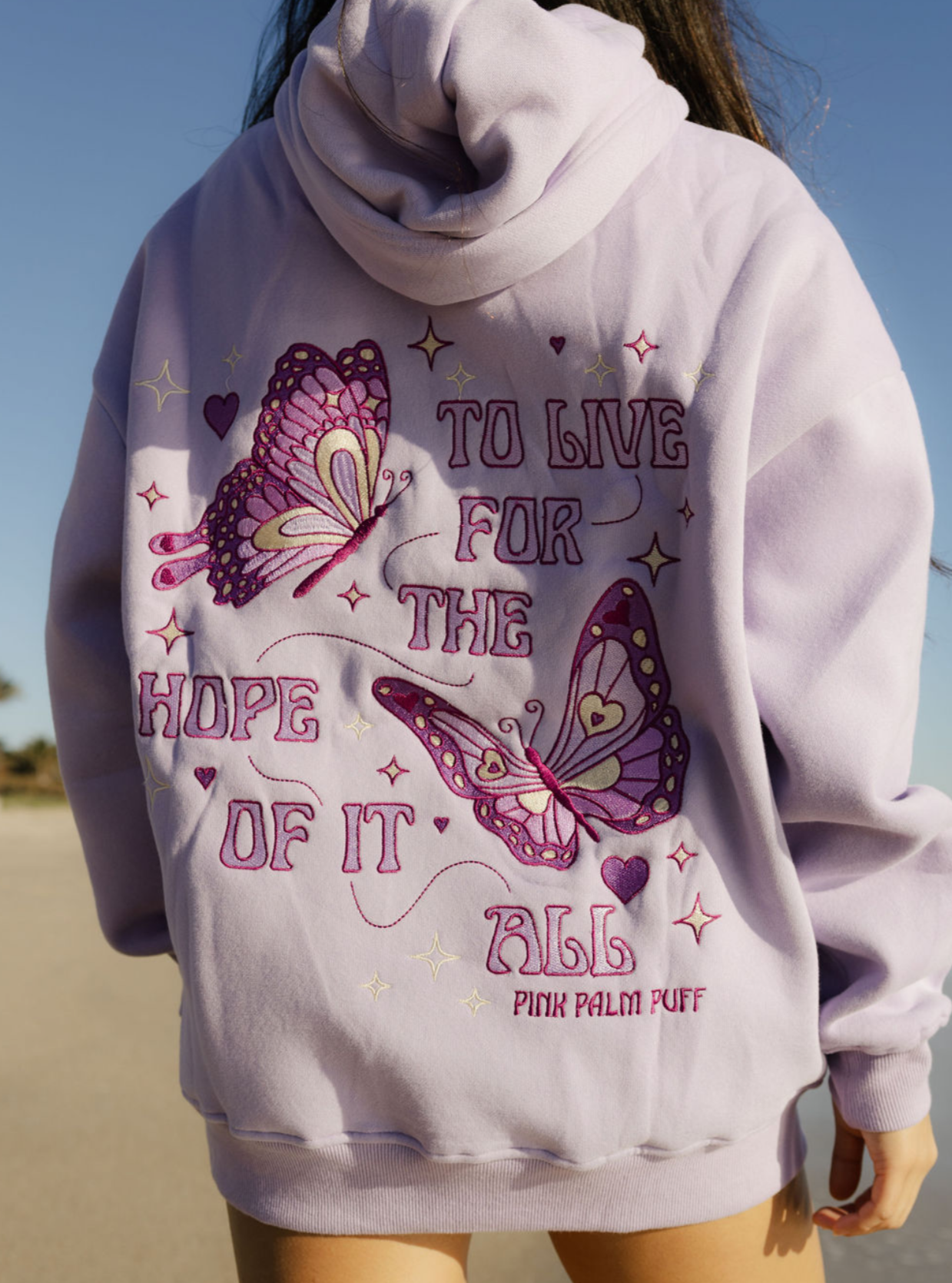 Embroidered Hoodie Pink PaLM pUFF