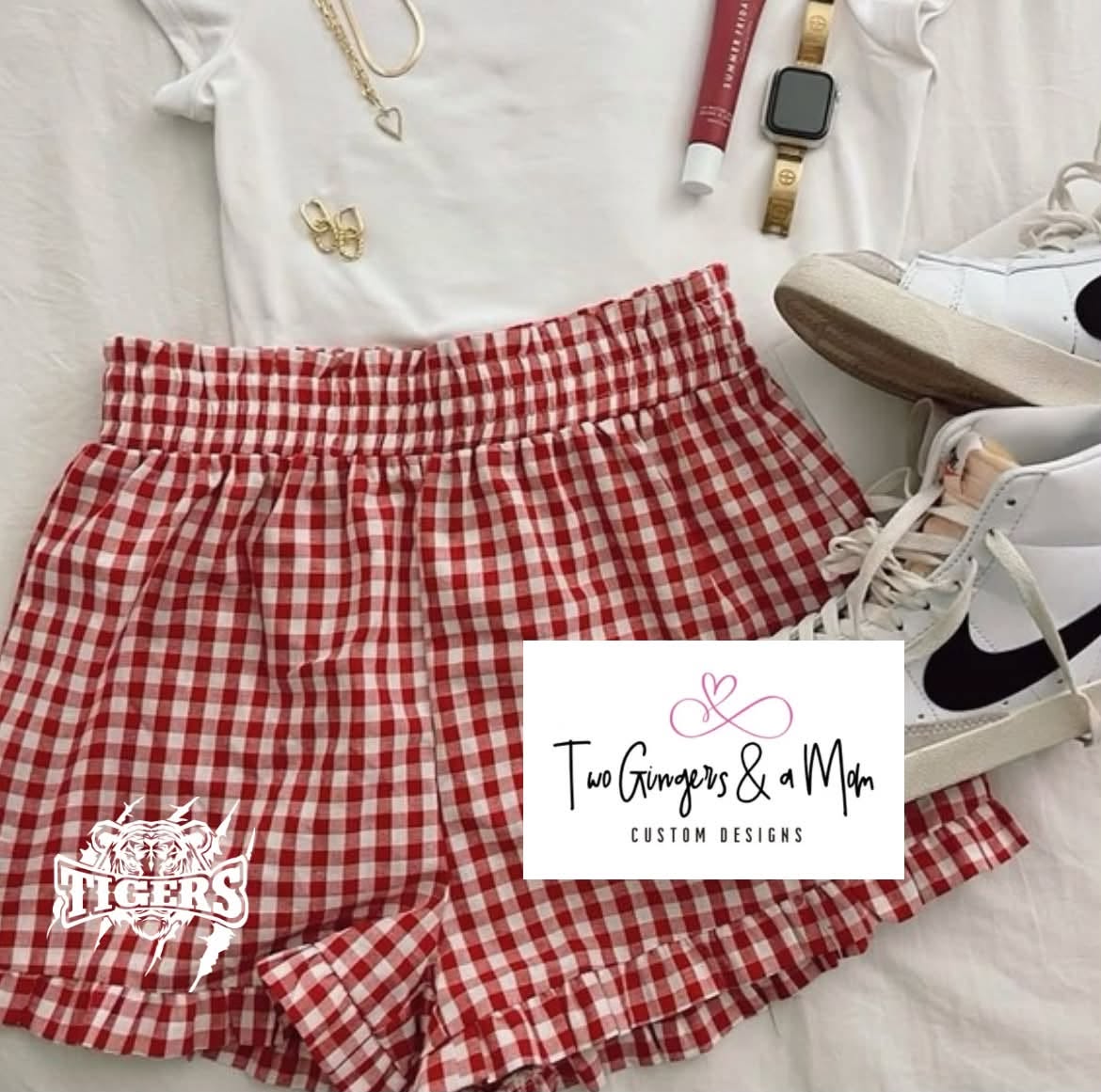 Custom Gingham Ruffle Shorts