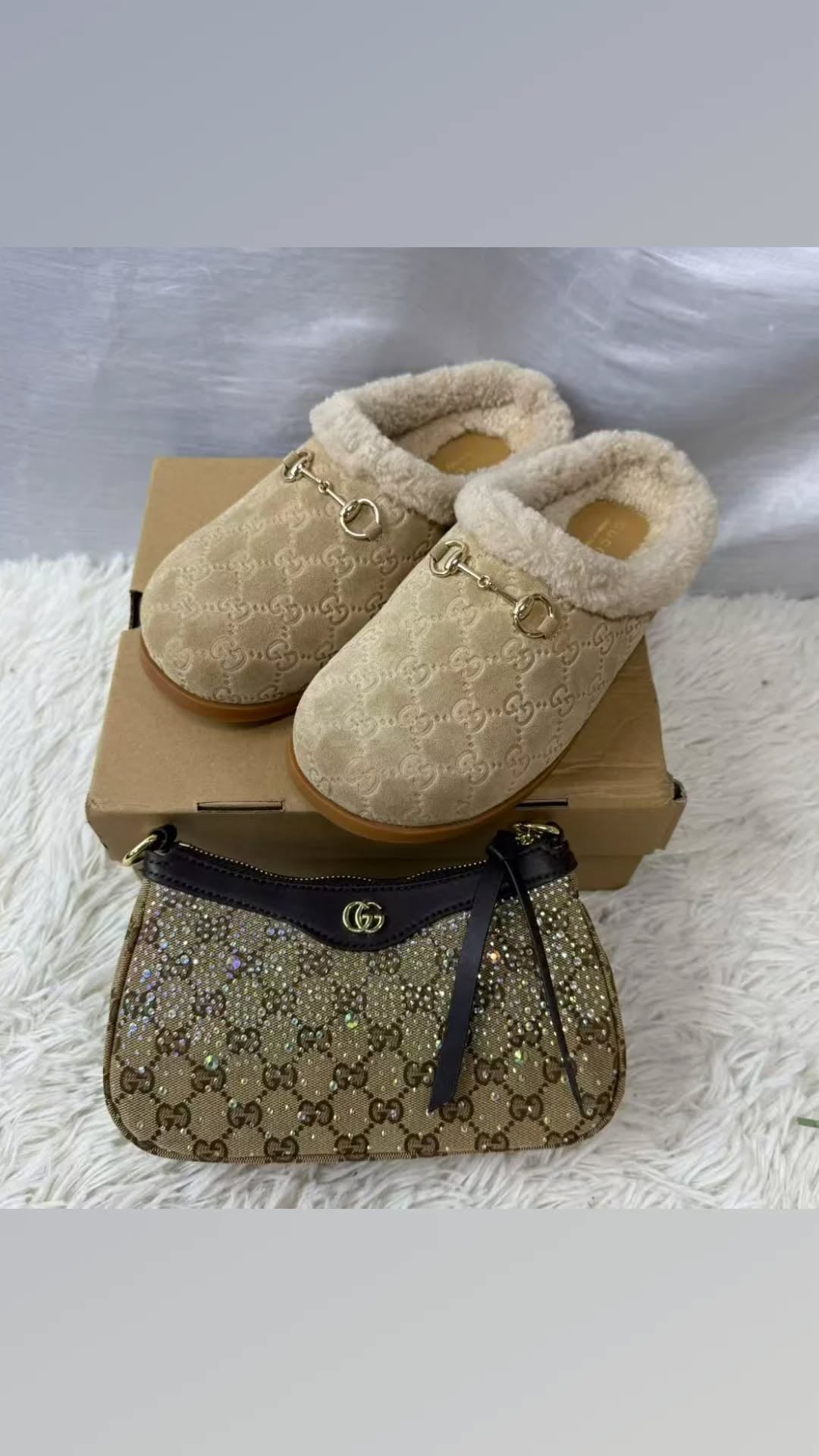 Gucci Slipper/Bag Set