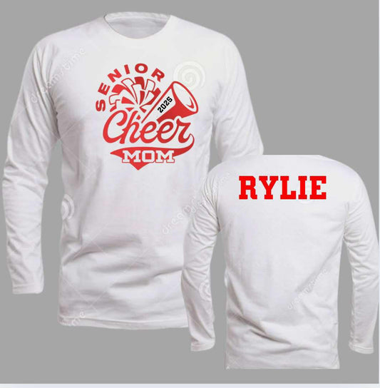 Senior Cheer Mom Glitter Long Sleeve T-Shirt