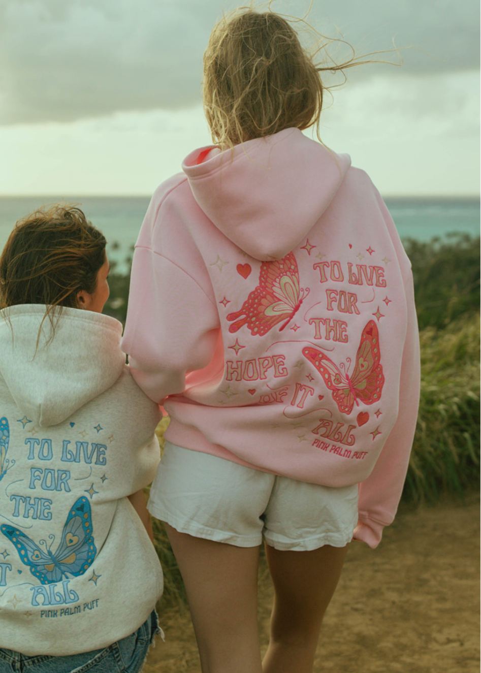 Embroidered Hoodie Pink PaLM pUFF