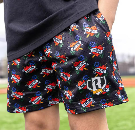 Baseball Lifestyle Heart Mom Shorts