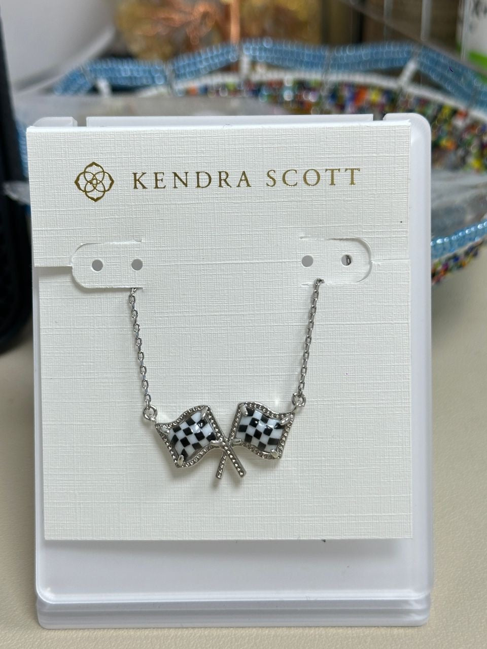 Kendra Race Flag Necklace