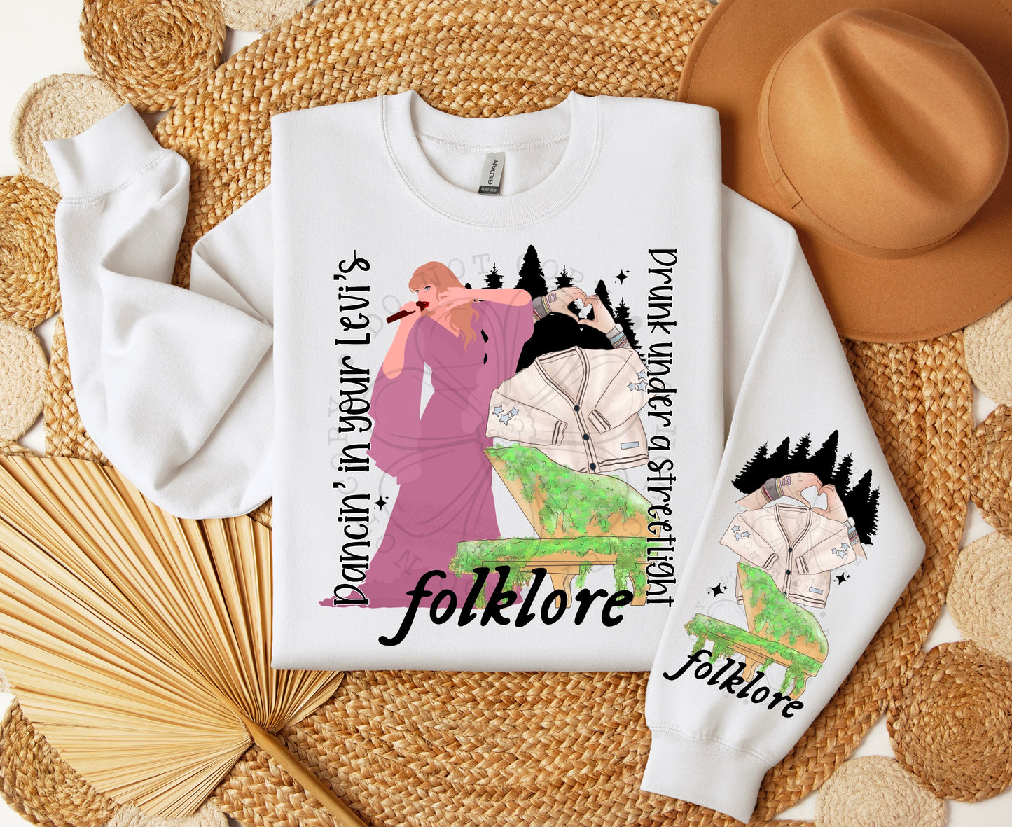 TS Inspired Folklore Sweatshirt W/ Image on Sleeve