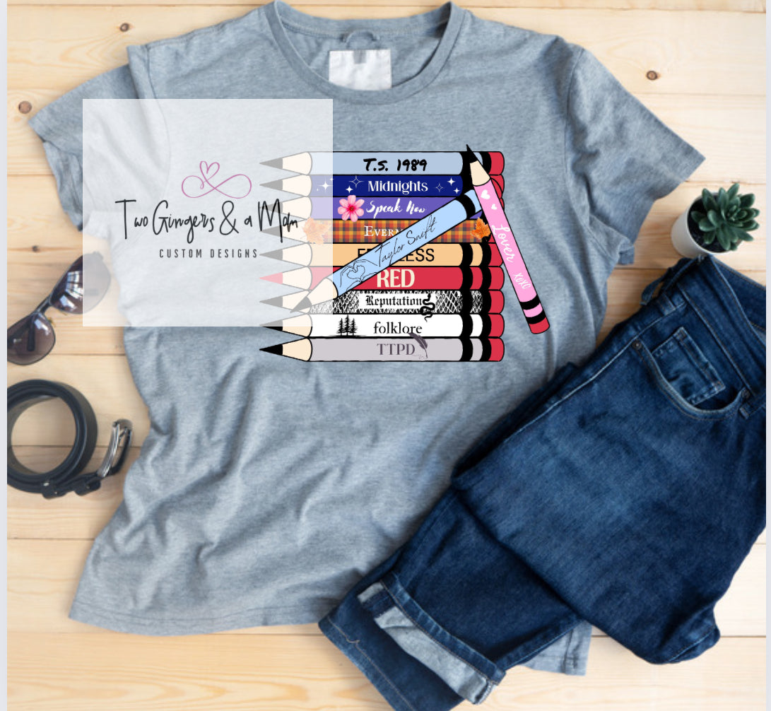 Taylor Swift Teacher Pencil Eras T-shirt