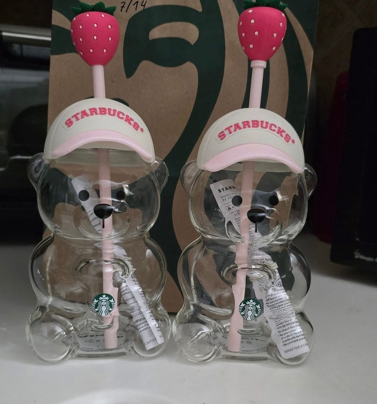 Starbucks Pink Bear Cup glass