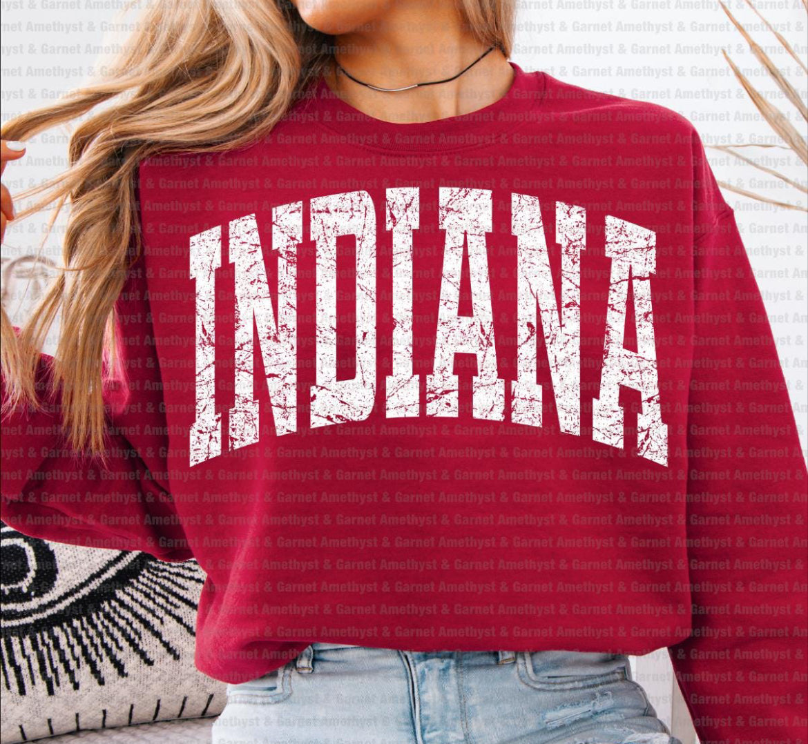 Indiana Distressed T-shirt / Crewneck Sweatshirt Garment Dyed Material