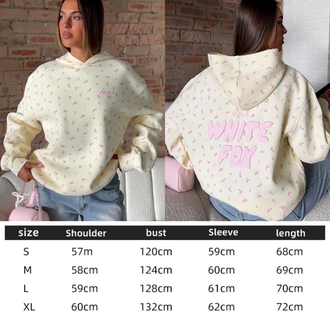 White Fox Lemon Ditsy Cotton Hoodie