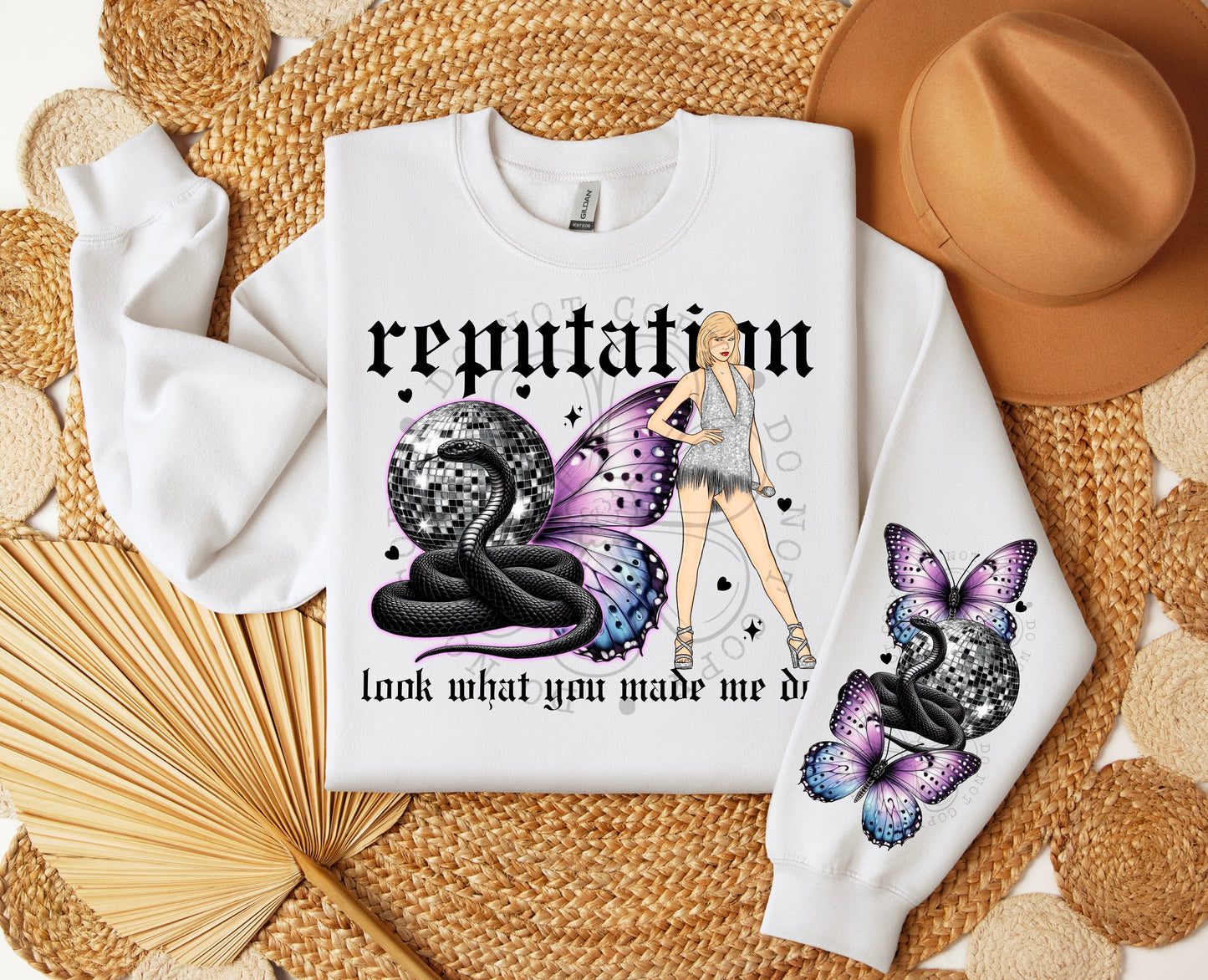 Taylor Inspired Reputation Sweatshirt w/Sleeve Print