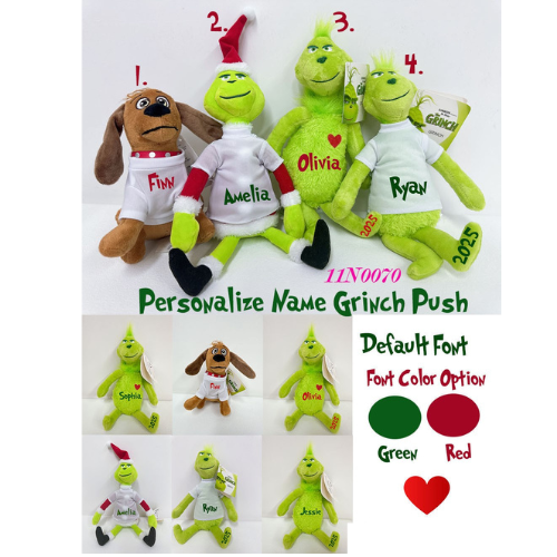 Personalize Name Christmas Grinch Plush