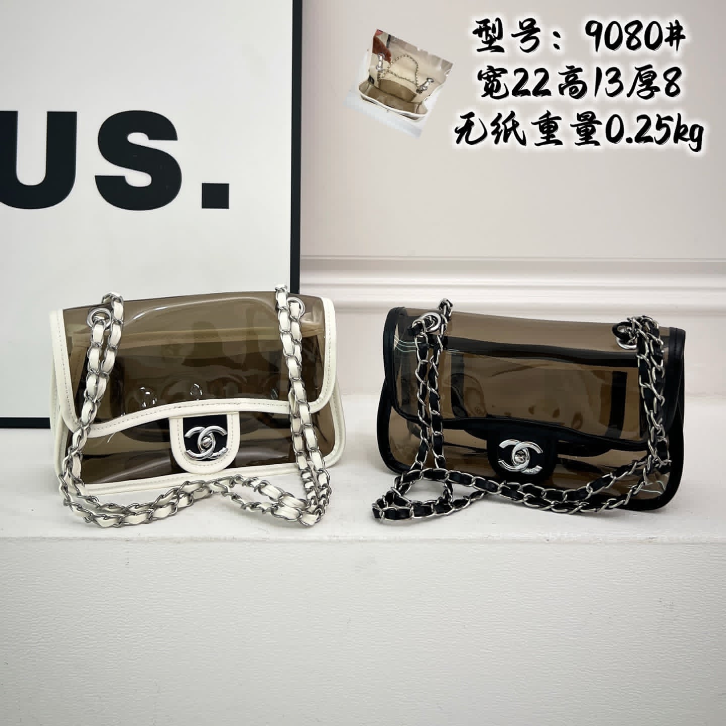 Chanel Clear Crossbody Flap Bag Double Chain