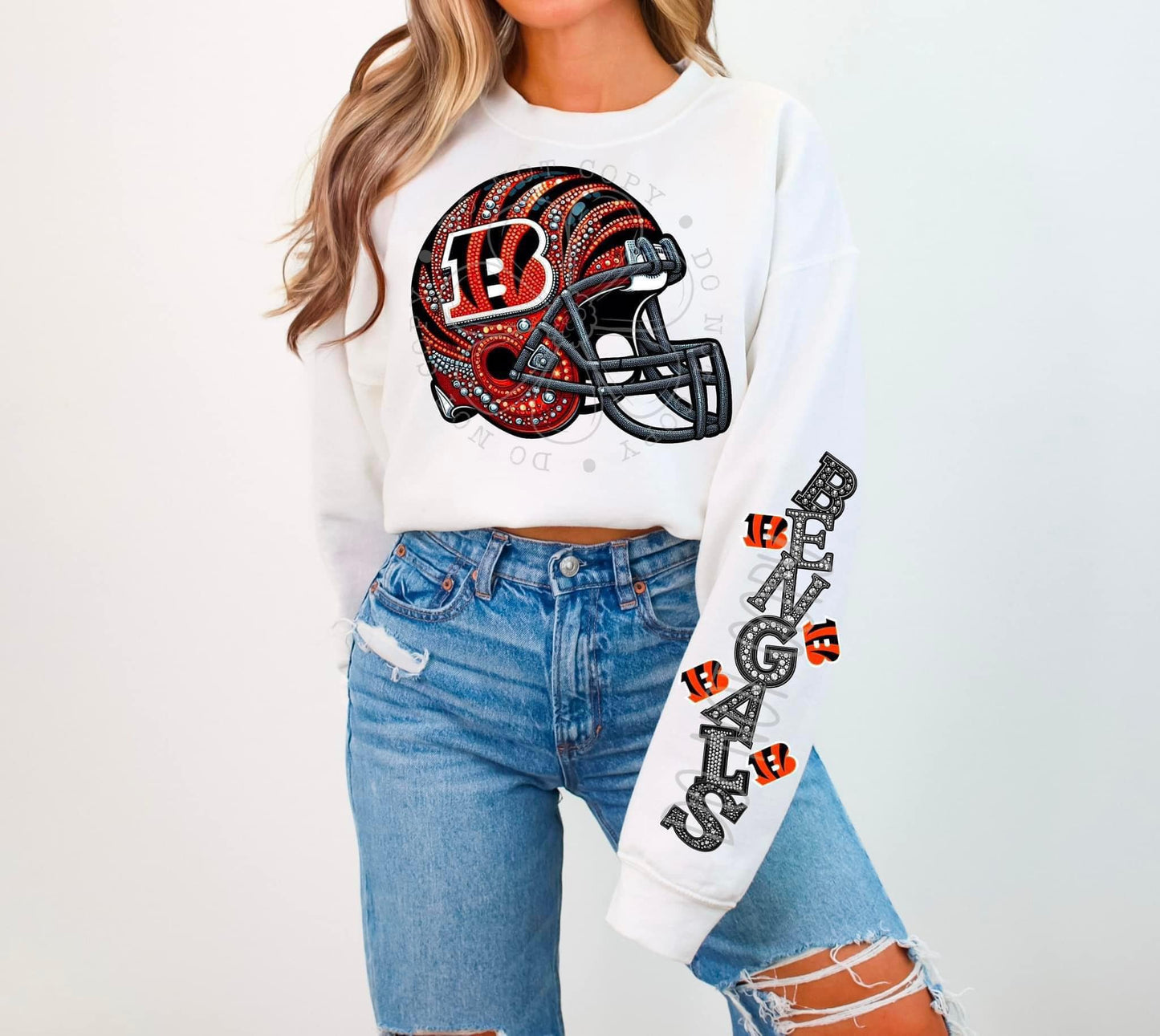 Football Faux Rhinestone Sweatshirt All 32 Teams Avail