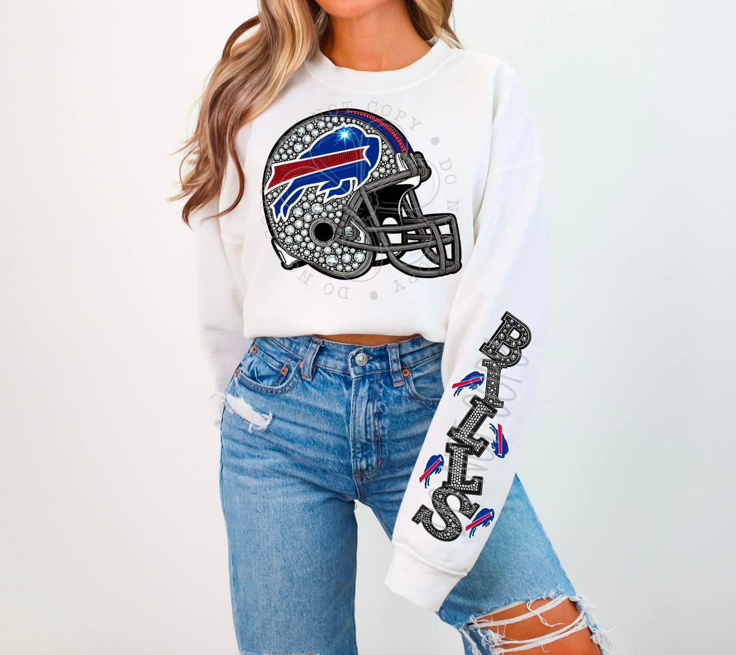 Football Faux Rhinestone Sweatshirt All 32 Teams Avail